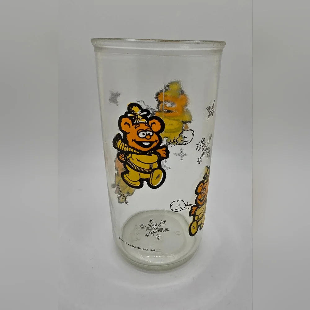 Muppet Babies Fozzie Bear Henson Associates Inc 1989 Vintage Glass Collector GUC